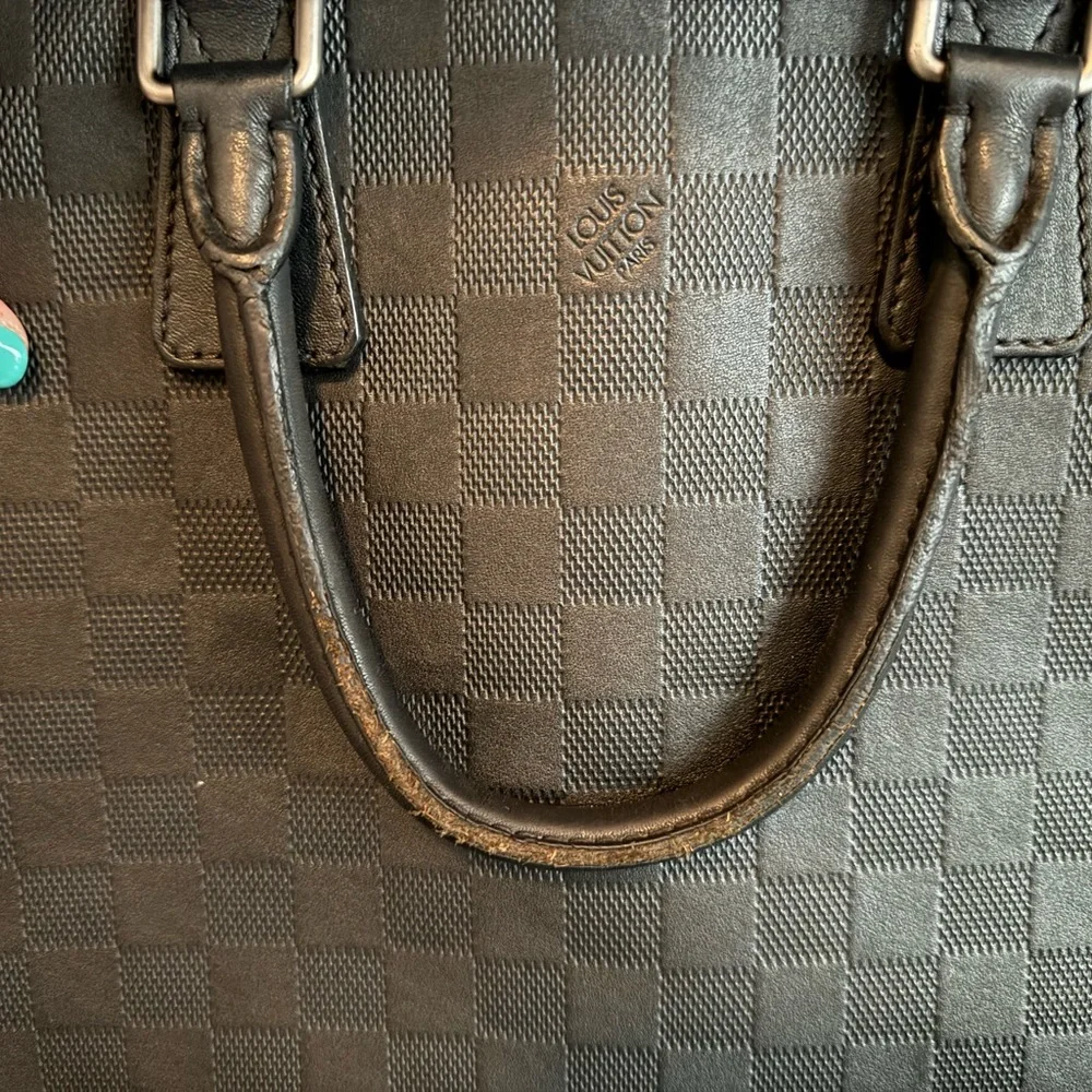 Louis Vuitton Matte Black Damier Porte Documents Jour Leather Satchel - Picture 4 of 15